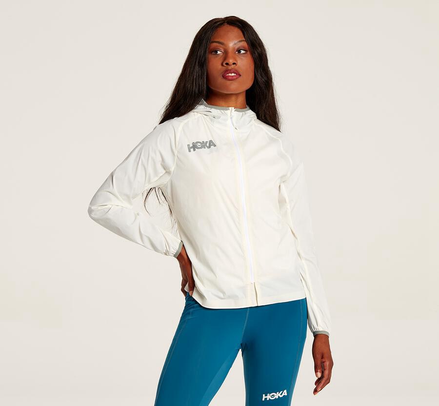 Jaqueta Hoka One One Feminino Branco - Full-Zip Wind - 584-YBAUNF